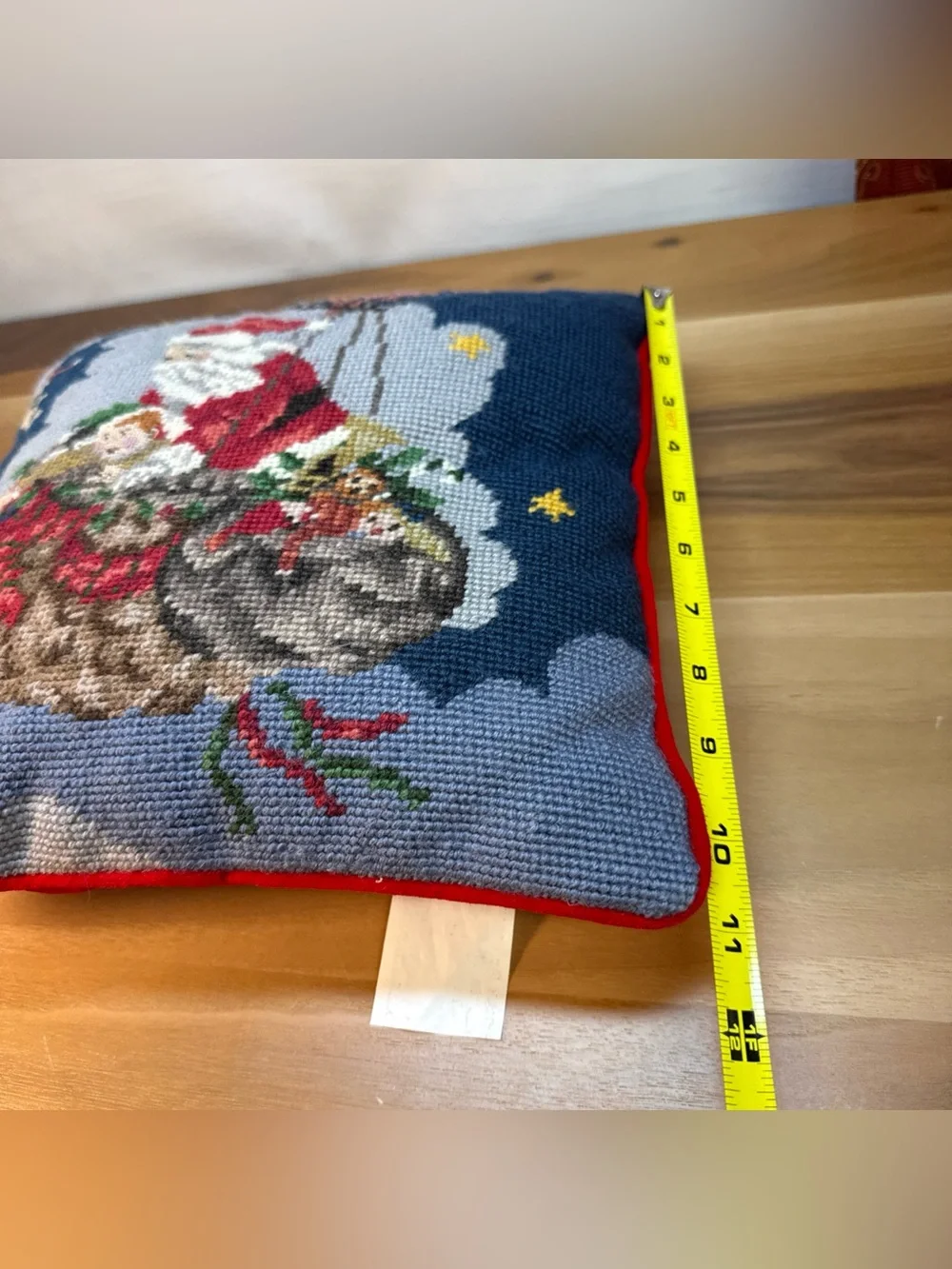 Vintage Imperial Elegance CHRISTMAS SANTA Needlepoint Hot Air Balloon Pillow 11